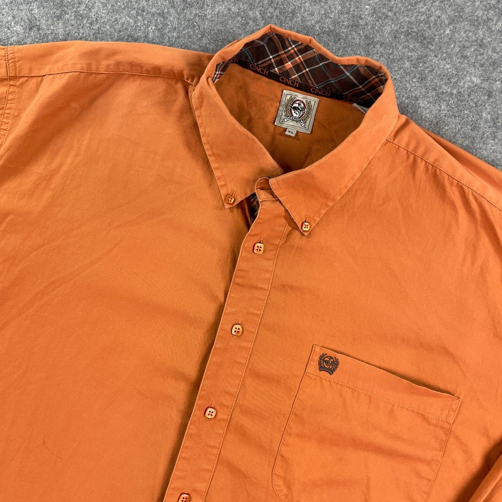 Cinch Mens Shirt XL Orange Long Sleeve